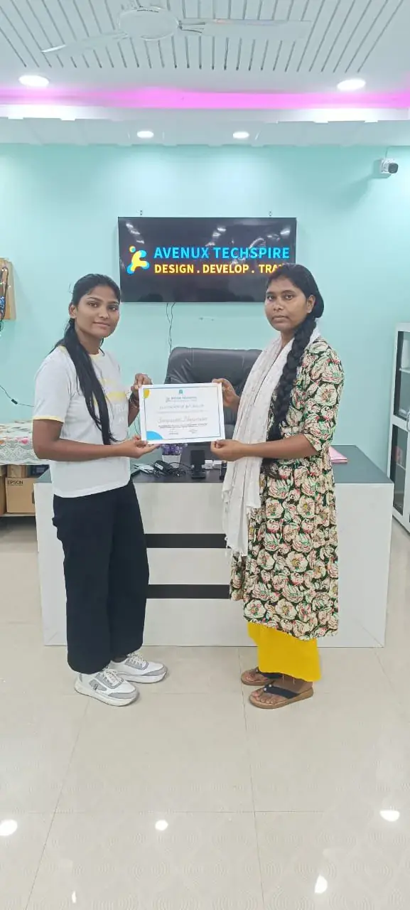 Certificate handover at an Avenux training ceremony