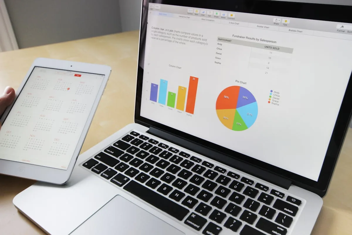 Marketing analytics dashboard on a laptop