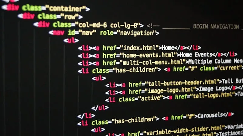 Code editor on a screen