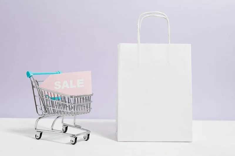 Shopping bags on a desk