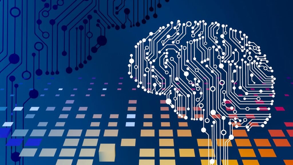 An abstract circuit-board brain